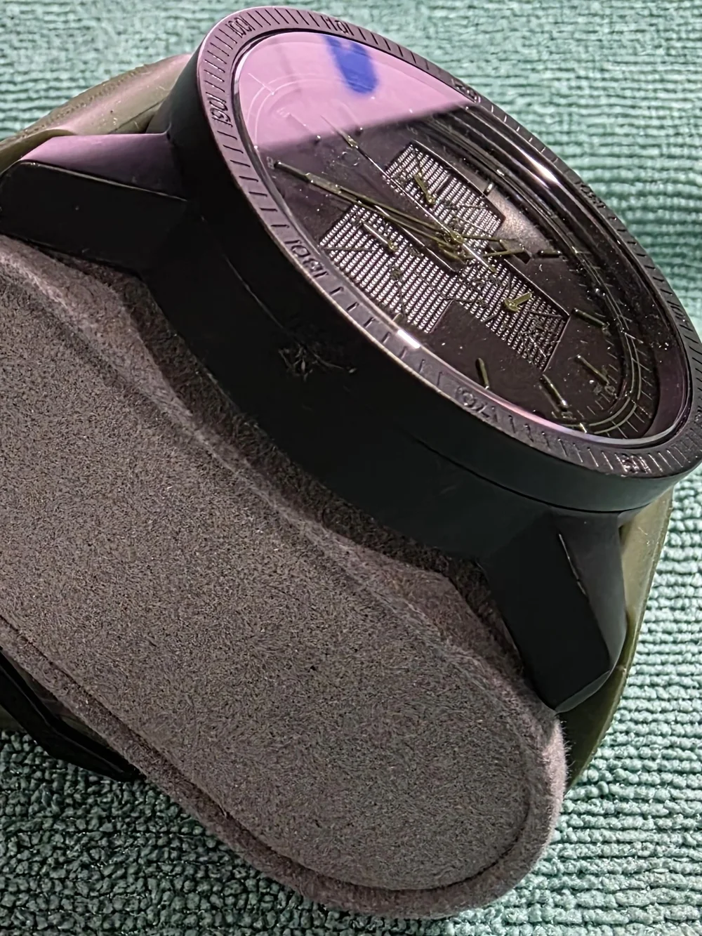 Nixon Black Dial Chronograph Watch with Olive Green Strap